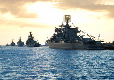Fleet of U.S. Military ships